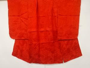 アンティーク　綸子花籠模様織り出し長襦袢(刺繍衿付き)